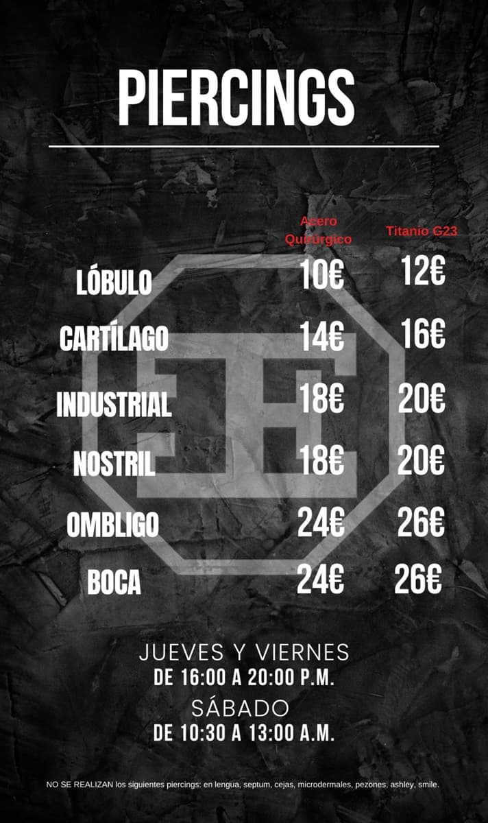 Ver precios de los piercings
